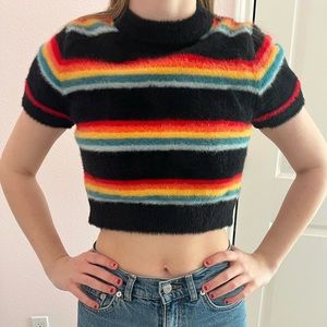forever 21 rainbow/black crop top